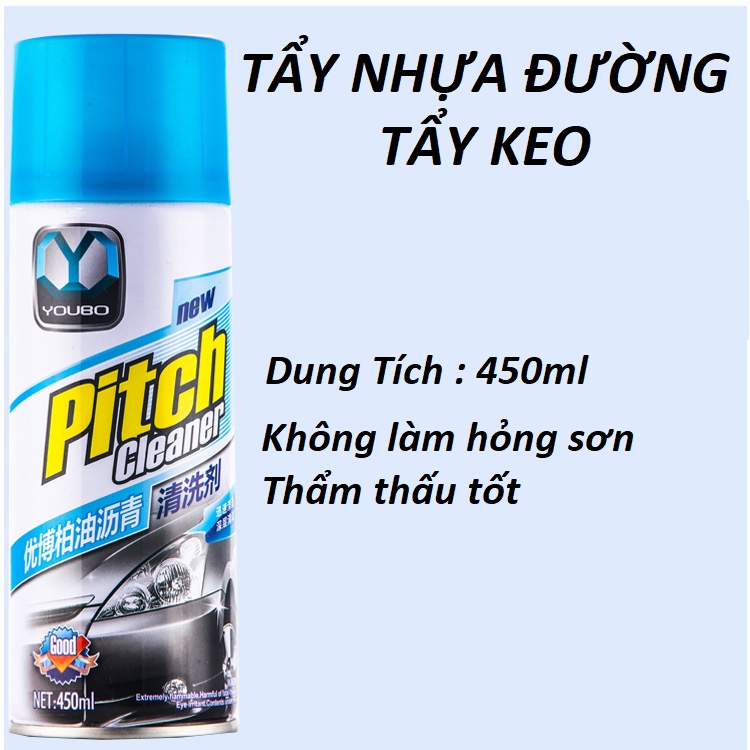 Chai Xịt Tẩy Nhựa đường, tẩy Keo, tẩy Sơn Băng Dính, tẩy dầu mỡ dùng cho ô tô kim loại bánh xe chứng nhận bởi SGS ISO Intertek