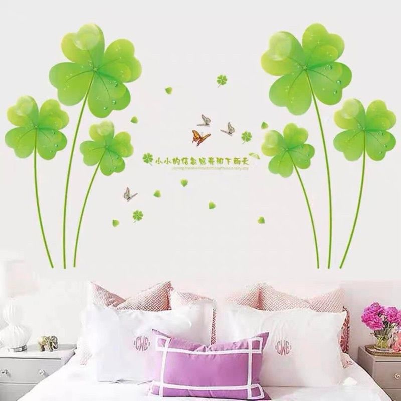 Decal dán tường cỏ bốn lá( combo 2tranh)