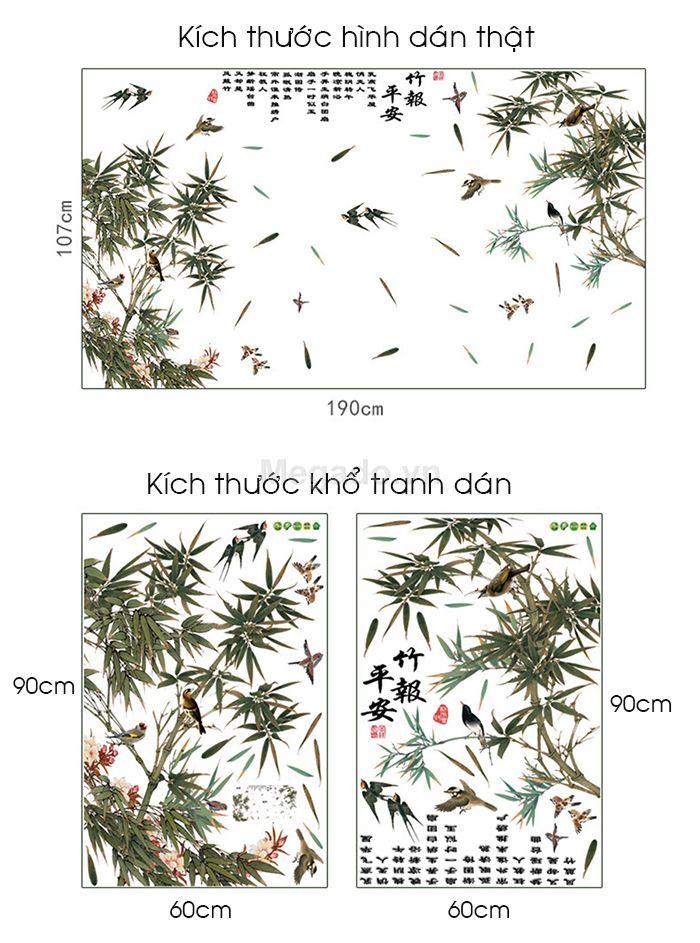 decal dám tường khóm tre làng quê