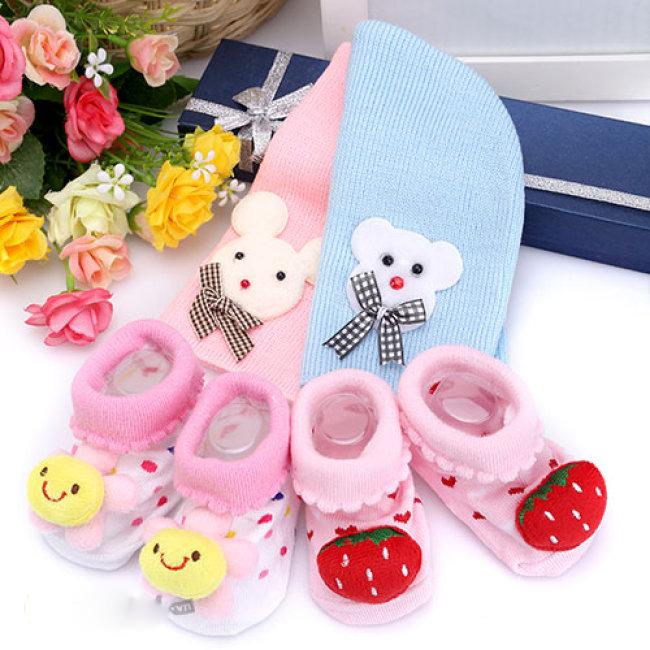[HCM]Combo 2 Nón Len + 2 Vớ 3D Cực Cute Giữ Ấm Cho Bé