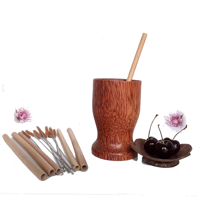 Bộ ống hút tre kèm túi hoa Yescoco