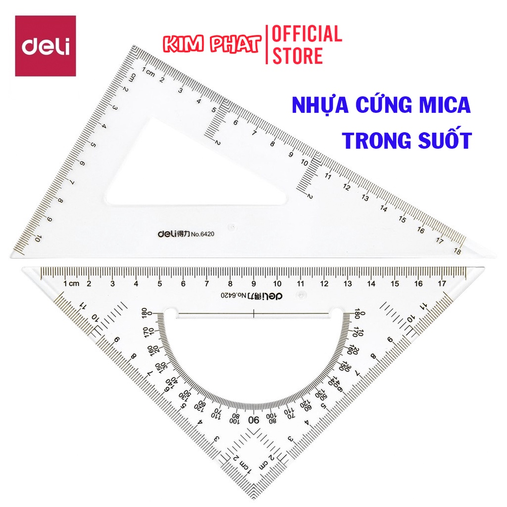 Bộ eke thước đo độ 2 sản phẩm deli 6420