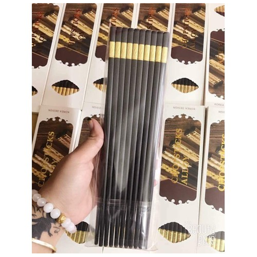 Bộ 10 Đôi Đũa Hợp Kim Mạ Vàng Hàn Quốc Cao Cấp Đũa Chống Mốc, Bộ 10 đôi đũa vàng chống mốc Hàn Quốc, dua chong moc an toàn cho sức khỏe, đũa ăn cao cấp