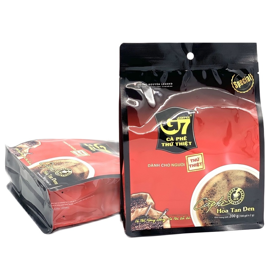 (Combo 2 Bịch) Cà phê G7 hòa tan Đen Bịch 100 gói (Không Đường Sữa) Trung Nguyên