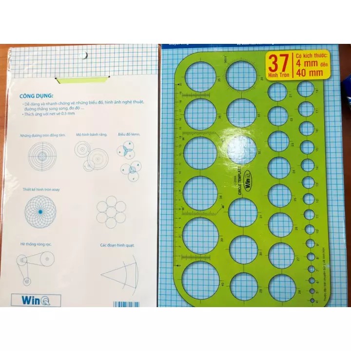 [ Tc Art ] Thước Tròn, Thước Vẽ Kỹ Thuật, Circle Template Ruler C-2004