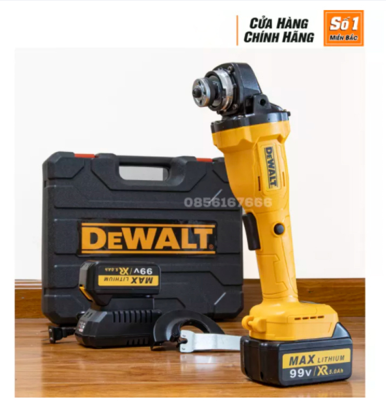 Máy mài góc cầm tay DEWALT 99V KHÔNG CHỔI THAN pin 10 celL - Máy đánh bóng - chà nhám - cưa cây - cắt cành - cắt sắt