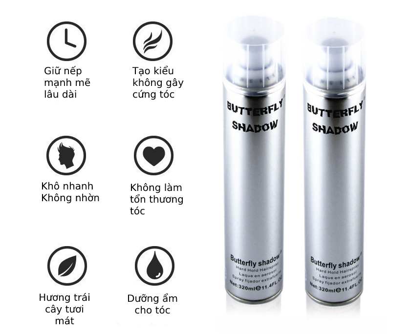 Keo xịt giữ nếp tóc Butterfly Shadow chính hãng