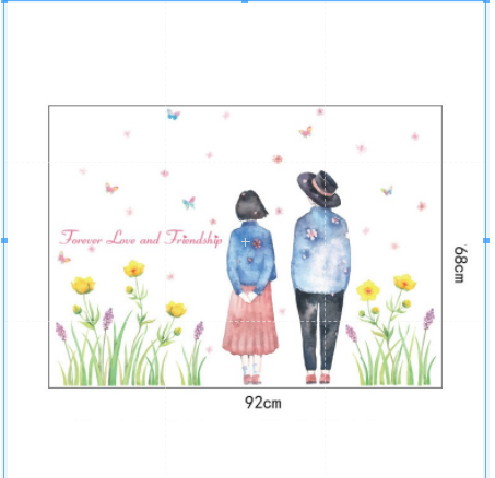 [HCM]Decal dán tường cặp tình nhân đứng dưới hoa