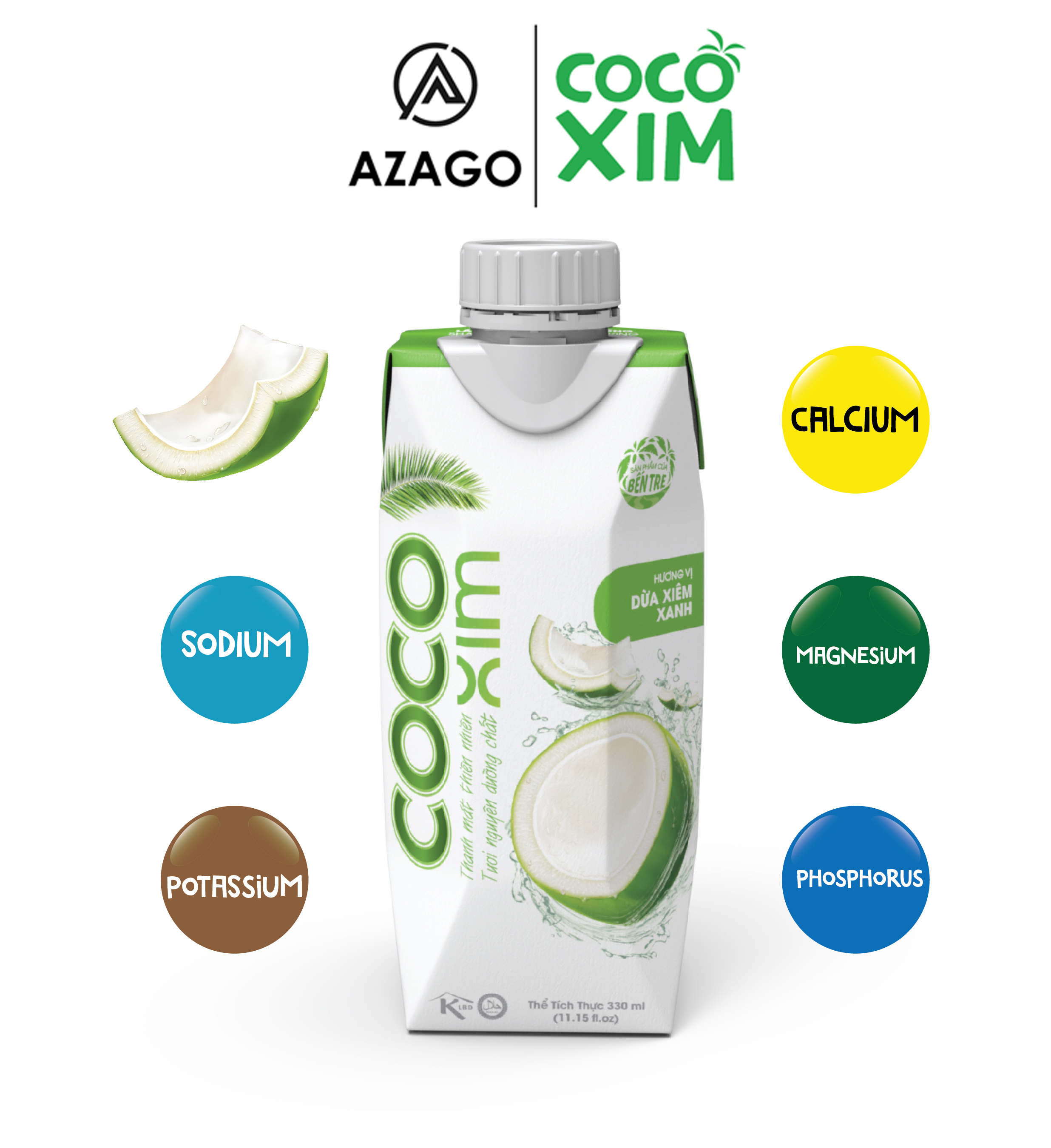 [BẬT NẮP UỐNG DỪA TƯƠI] Nước dừa Xiêm xanh Cocoxim Active 100% nguyên chất dừa tươi AZ.XX330.07 - Thương hiệu COCOXIM - dung tích 330ml/hộp - AZAGO