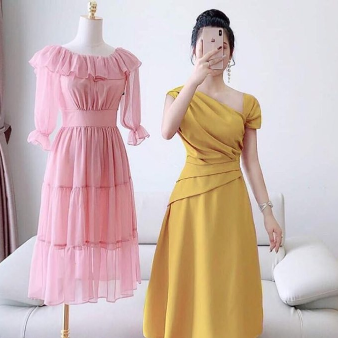 Đầm Nữ Tôn Dáng Xếp Ly Kiểu Cách Thời Trang Bambo