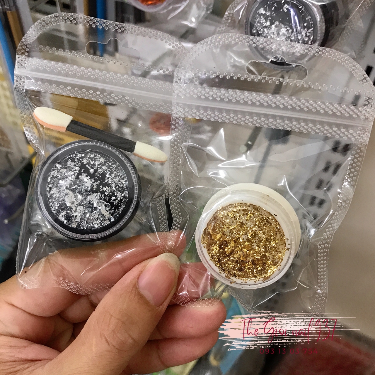 Giấy nhún vụn nail vàng bạc trang trí nail móng sang chảnh - TGN937
