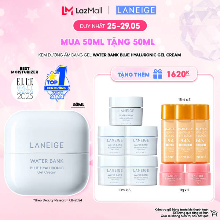 Kem Dưỡng Ẩm Phục Hồi & Cân Bằng Dầu Ẩm Laneige Water Bank Blue Hyaluronic Gel Cream 50ml (Da Dầu)
