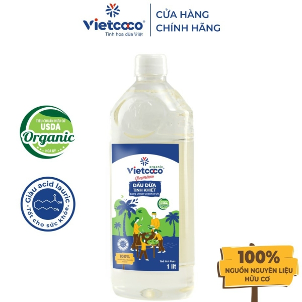 Dầu Dừa Tinh Khiết Organic 100% VietCoCo Chai 1000ml cao cấp