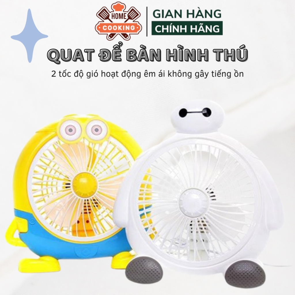 Quạt Để Bàn Mini Cắm Điện, Quạt Cắm Điện Văn Phòng, Quạt Để Giường Nhỏ 3 Cánh Hình Thú Đáng Yêu, Công Suất 20W, 2 Tốc Độ Gió Hoạt Động Êm Ái Không Tiến Ồn , Bảo Hành 12 Tháng - MAMORU