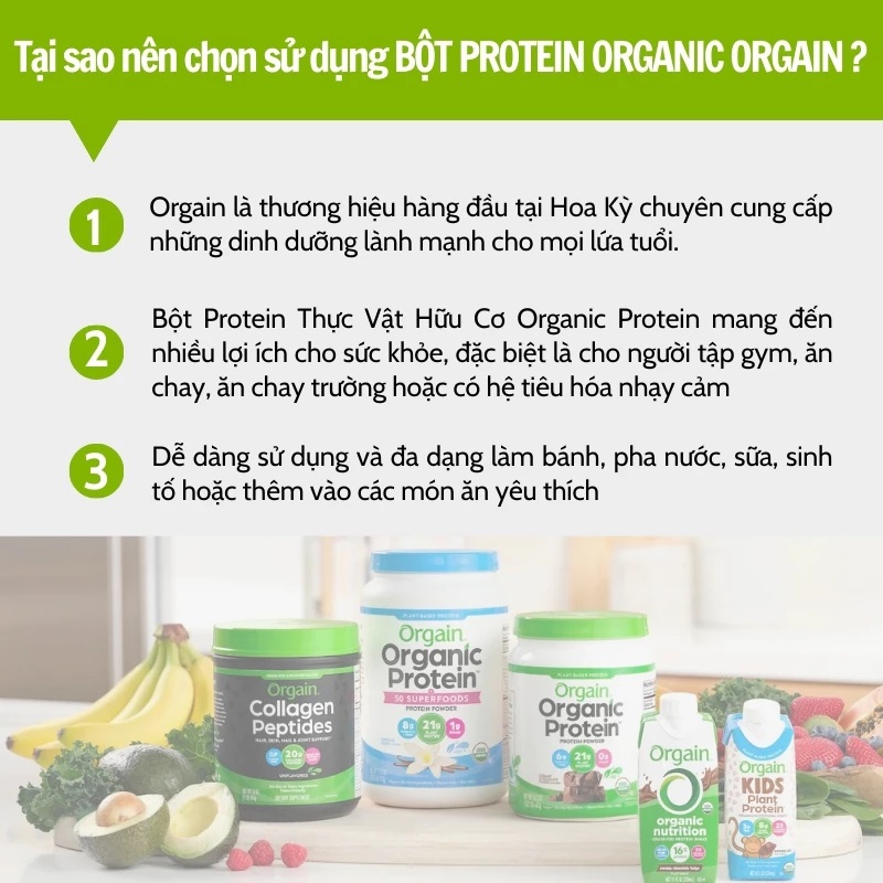 Orgain Organic Plant Based Protein Powder, 20 servings