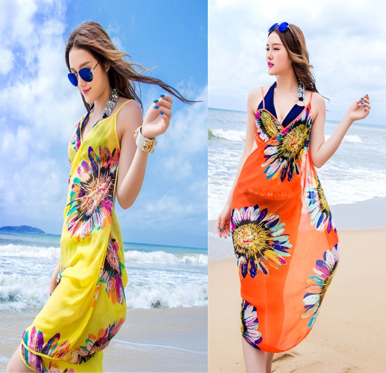 KHĂN VOAN ĐI BIỂN KIÊM ĐẦM 2 DÂY (Nhiều màu) - [ Khăn tắm biển #khăn choàng Satin #Khăn choàng nữ #Khăn choàng cổ ]