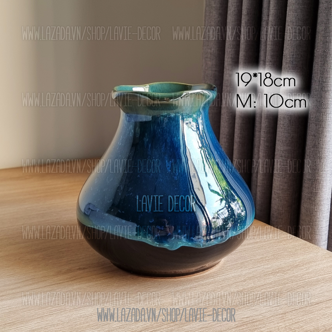 Lọ hoa gốm sứ men hỏa biến vân đá Bát Tràng
