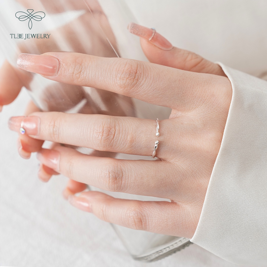 Nhẫn bạc nữ TLEE xoắn bi trơn basic cá tính TleeJewelry A0218