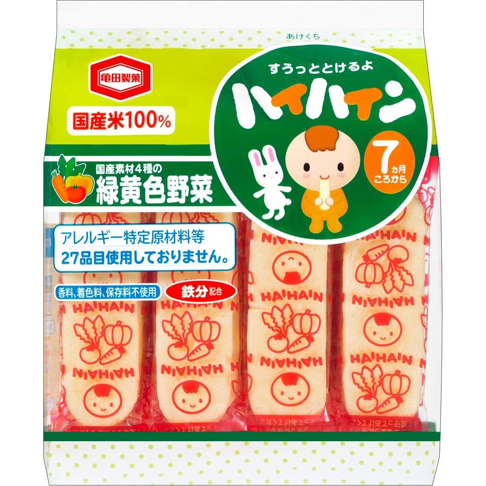 Bánh gạo Haihain vị rau củ màu xanh lá của Nhật dành cho bé từ 7m