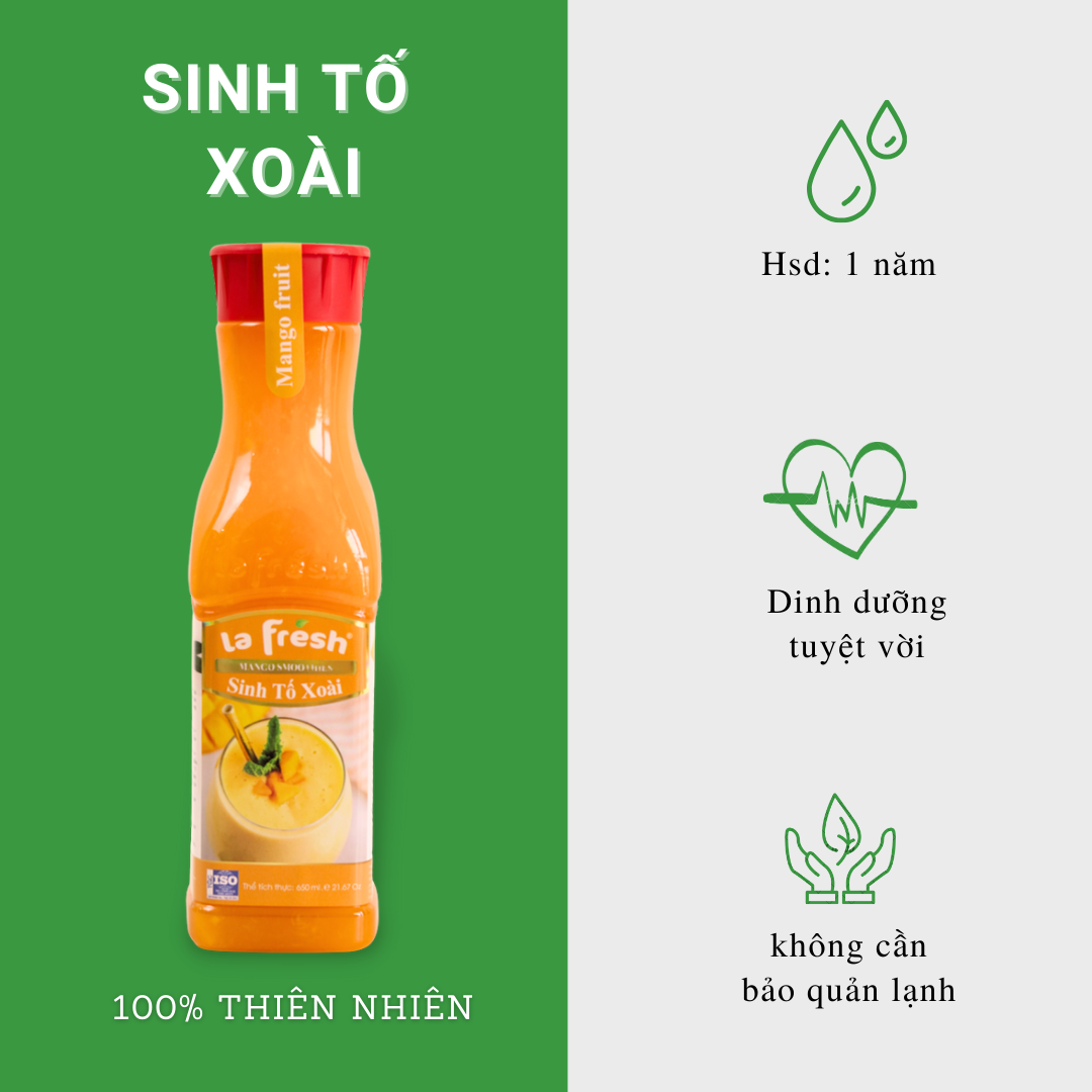 Sinh Tố Xoài Lafresh Đà Lạt Chai 650ml