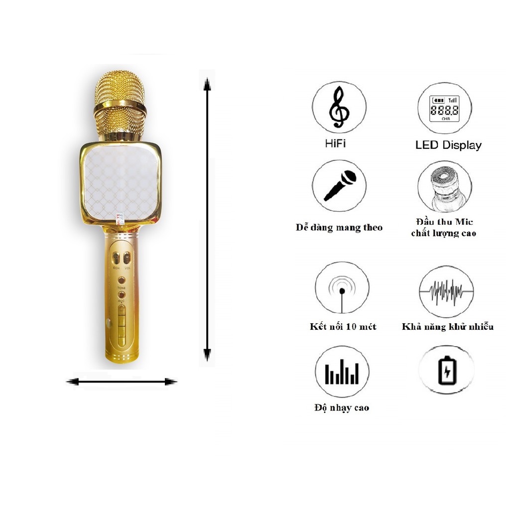Micro kèm loa bluetooth karaoke GrownTech YS 69 bass vang hỗ trợ ghi âm