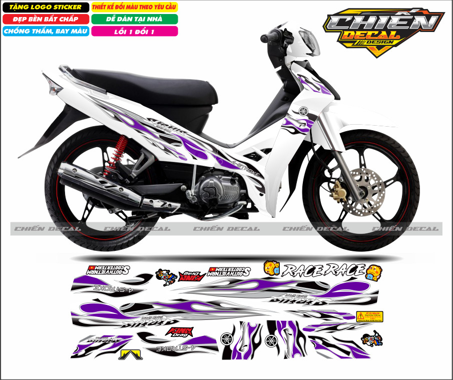 Tem rời xe sirius 110cc - 50cc mẫu tem lửa nhiều màu lựa chọn