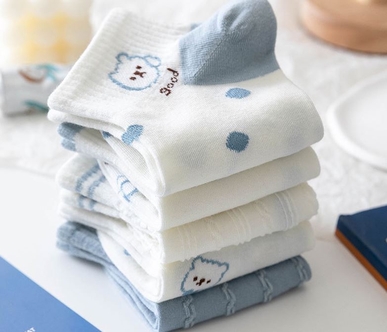 Set 10 Đôi Tất Vớ Nữ Ngắn Cổ Gấu Blue