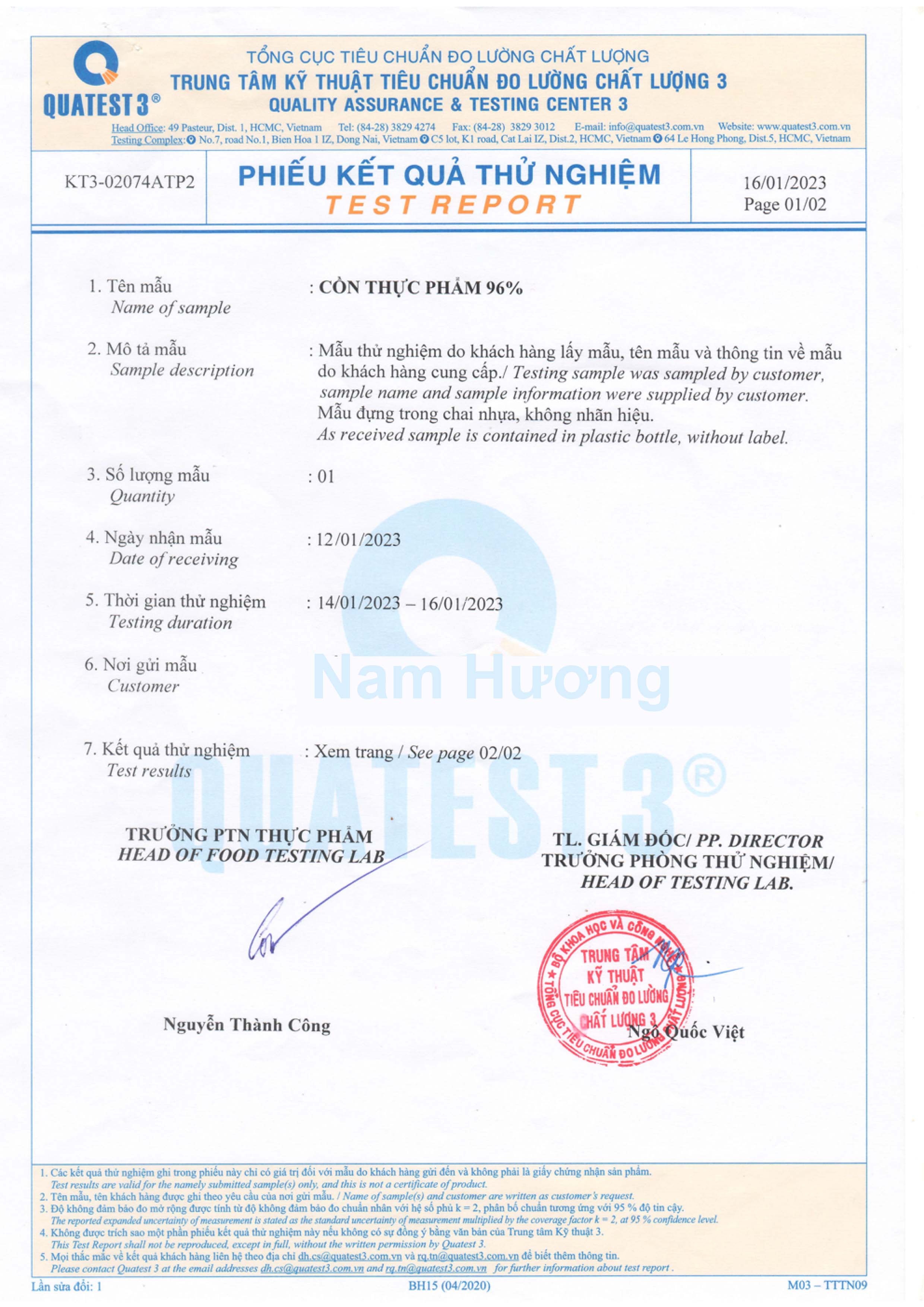 Con Thực Phẩm 96 độ (Ethanol thực phẩm) 1 lít