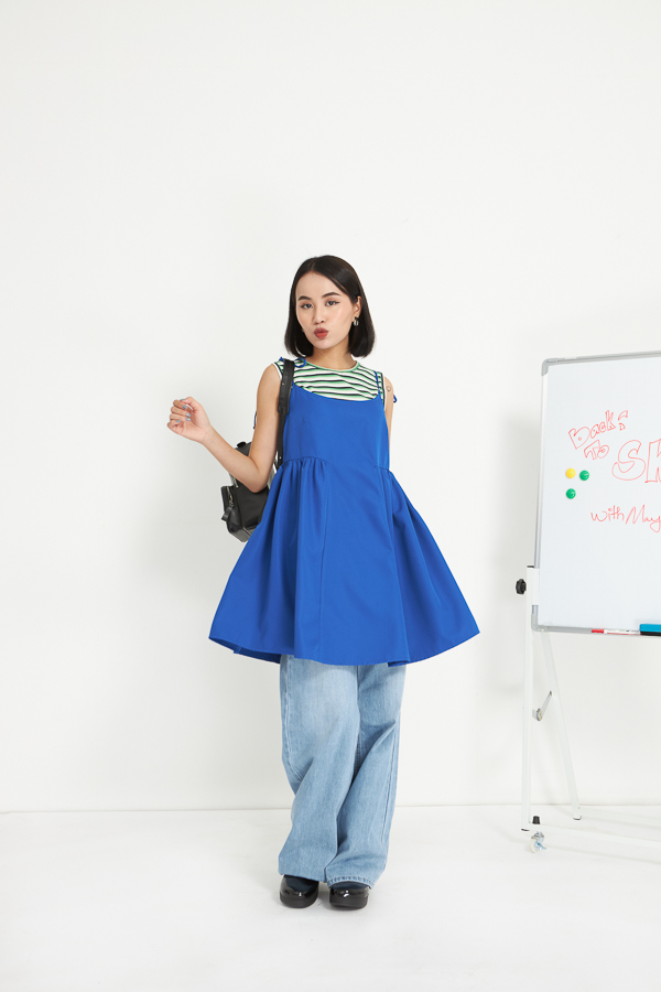 [NHẬP MÃ NOVFALAZSOCIAL02 GIẢM 40K ĐƠN 199K  ] Đầm babydoll MAYBI lụa phối nơ cột vai