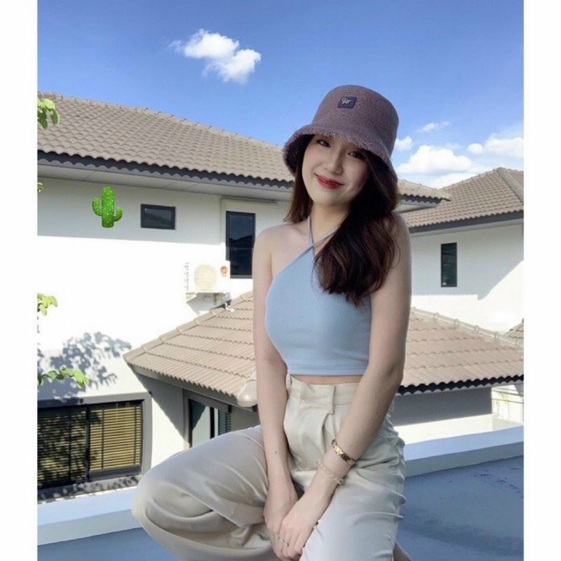 Áo croptop yếm chéo cổ ( dáng mảnh )