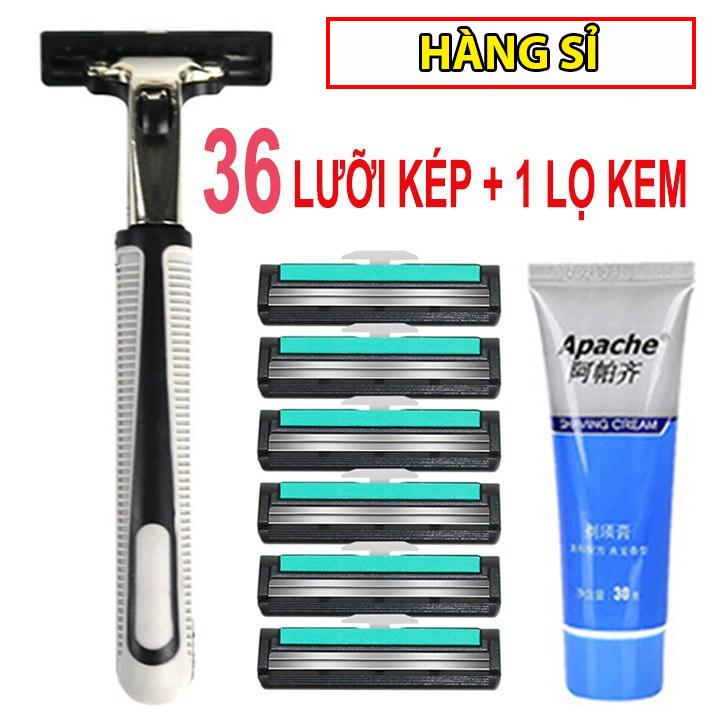 Bộ dao cạo râu + 36 lưỡi dao thay thế - TẶNG kèm túy kem tạo bột cạo râu