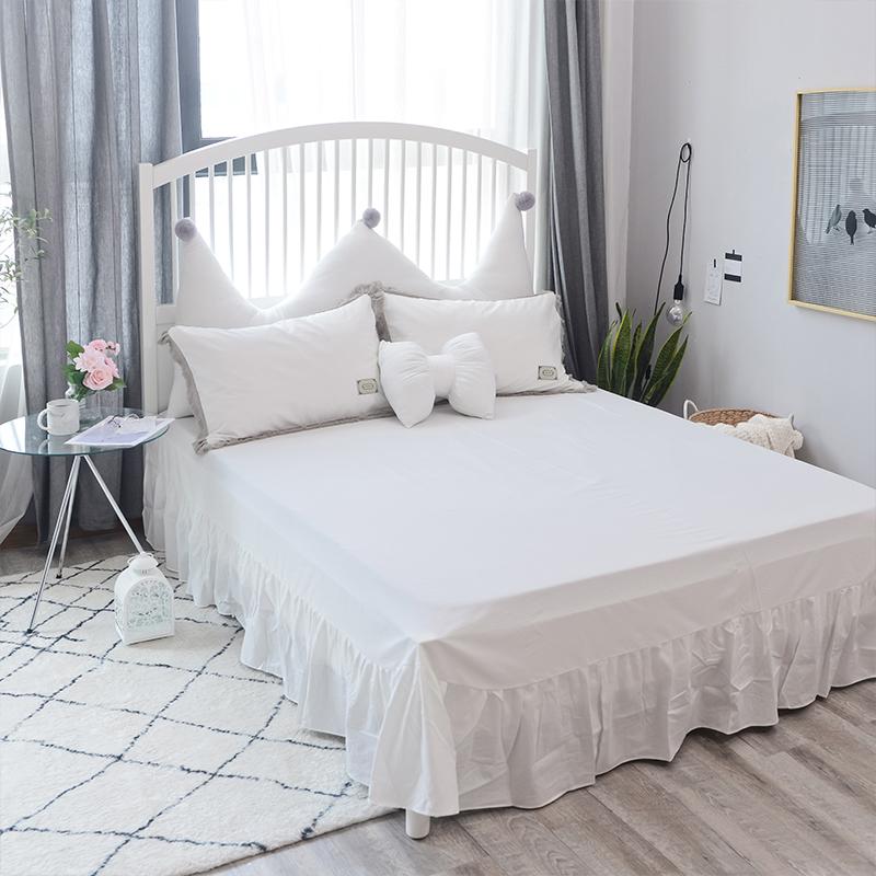 Mùa Hè Kiểu Hàn 100% Cotton Bộ Bốn Chiếc Trắng 100% Cotton Ga Trải Giường Công Chúa Công Chúa Tua Rua Vỏ Chăn Ga Giường 1.8 M Trên Giường Cung Cấp