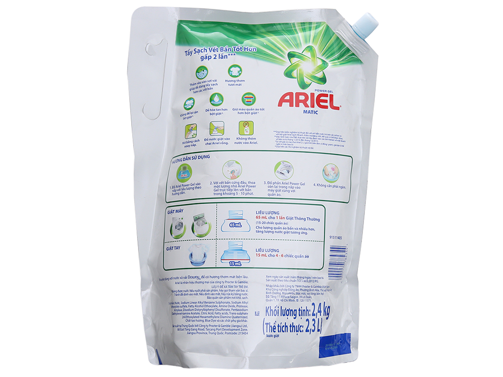 [HCM]Nước giặt Ariel Matic Power Gel 2.4kg