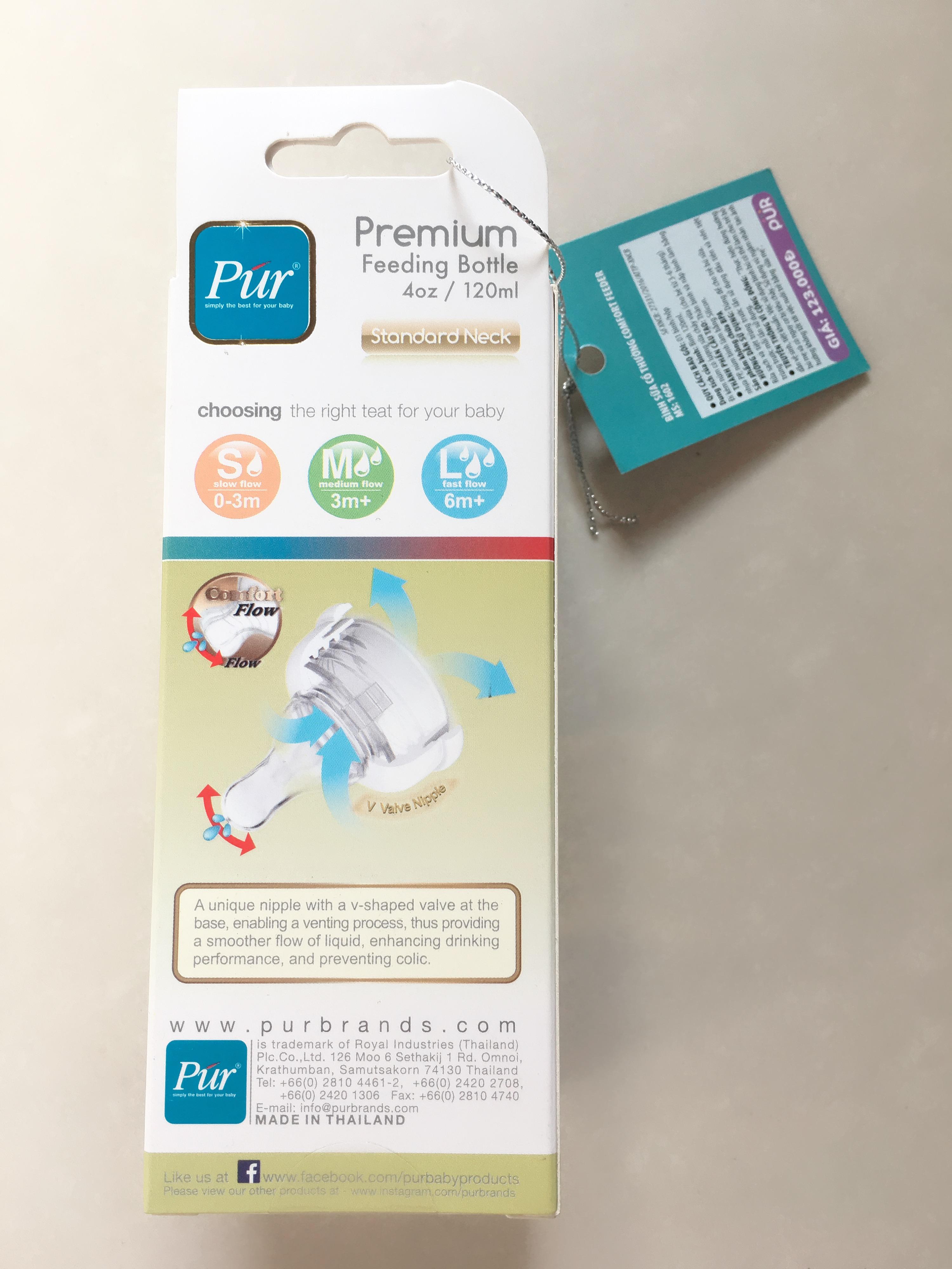 Bình sữa Pur Premium - Cổ thường Thái Lan 120ml