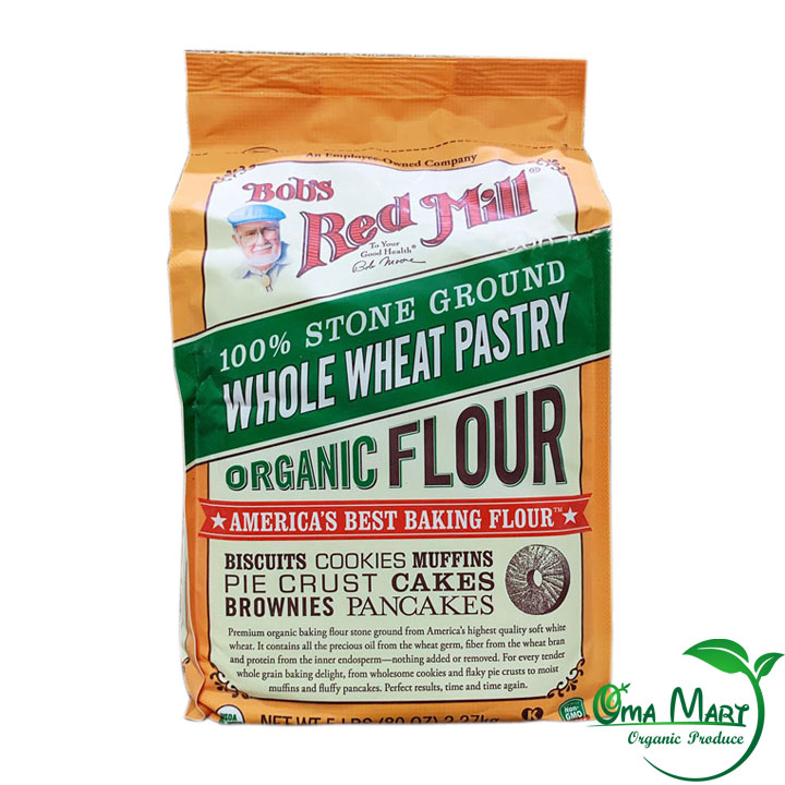 Bột mì mềm nguyên cám hữu cơ Bob's Red Mill 2.27kg