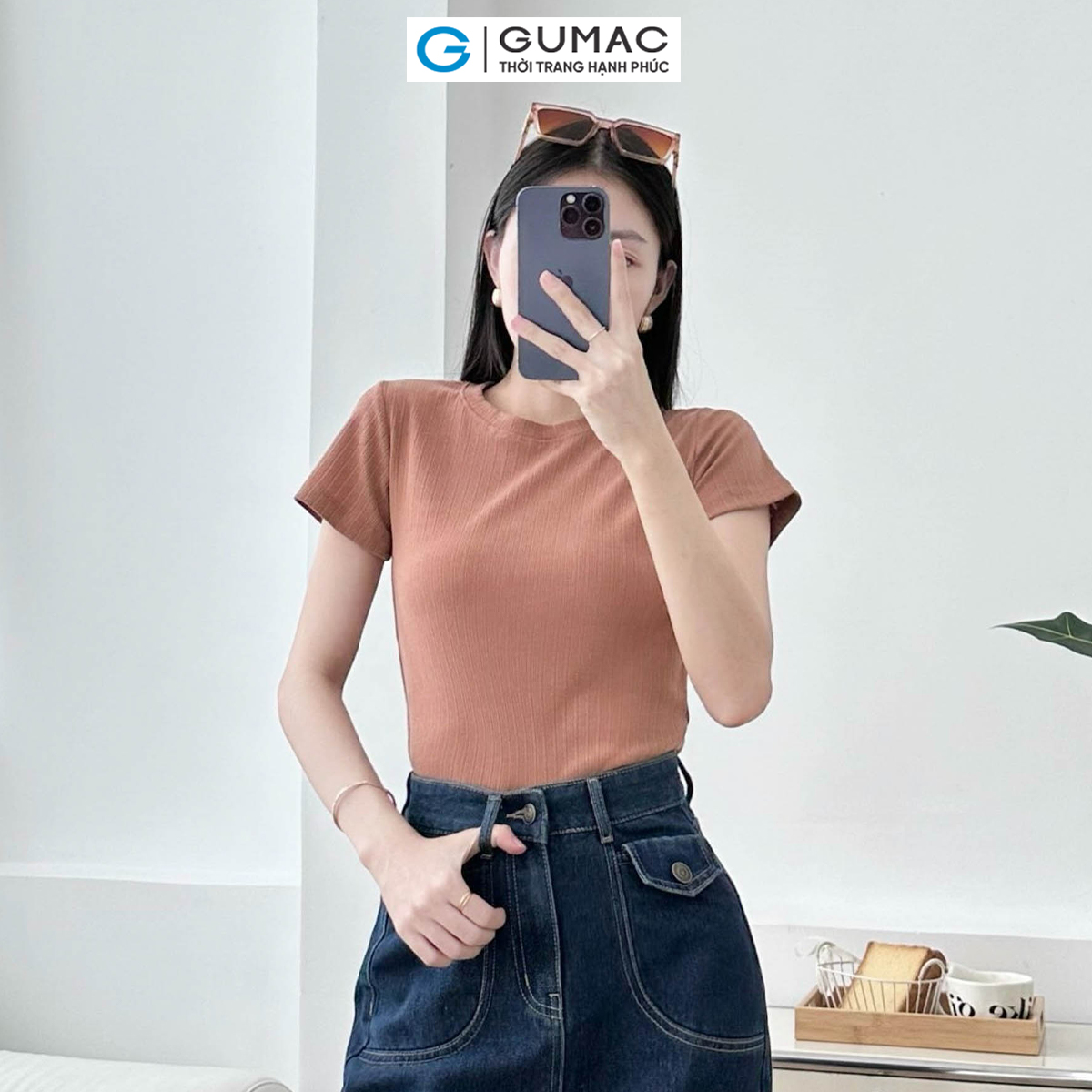 [4.4 - 6.4 |Voucher 10-12%] Áo thun kiểu dáng ôm thời trang GUMAC LATE0502