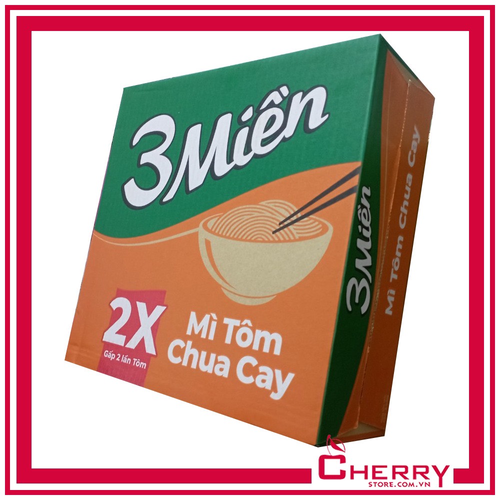Thùng 30 gói mì 3 Miền tôm chua cay 65g (Date mới)
