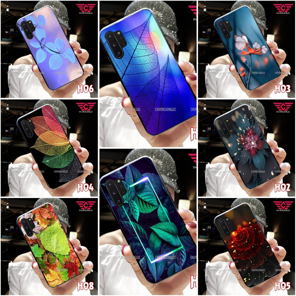 ỐP LƯNG SAMSUNG NOTE 10/ NOTE 10 PLUS/ NOTE 8/ NOTE 9 - HOA LÁ SANG TRỌNG BẰNG KÍNH