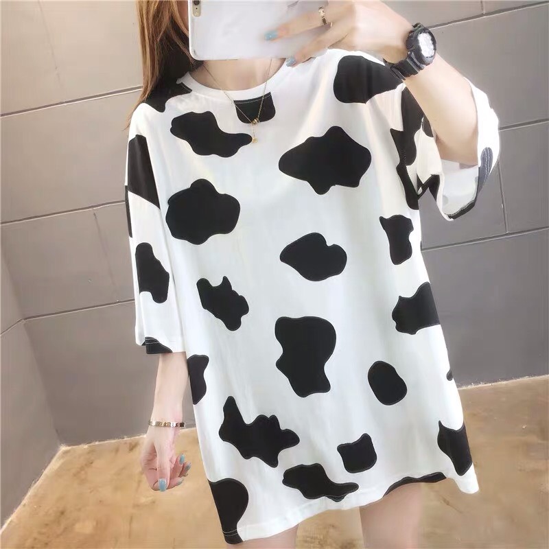 ÁO THUN NỮ FROM RỘNG PHỐI BÒ SỮA 3D HOT TREND
