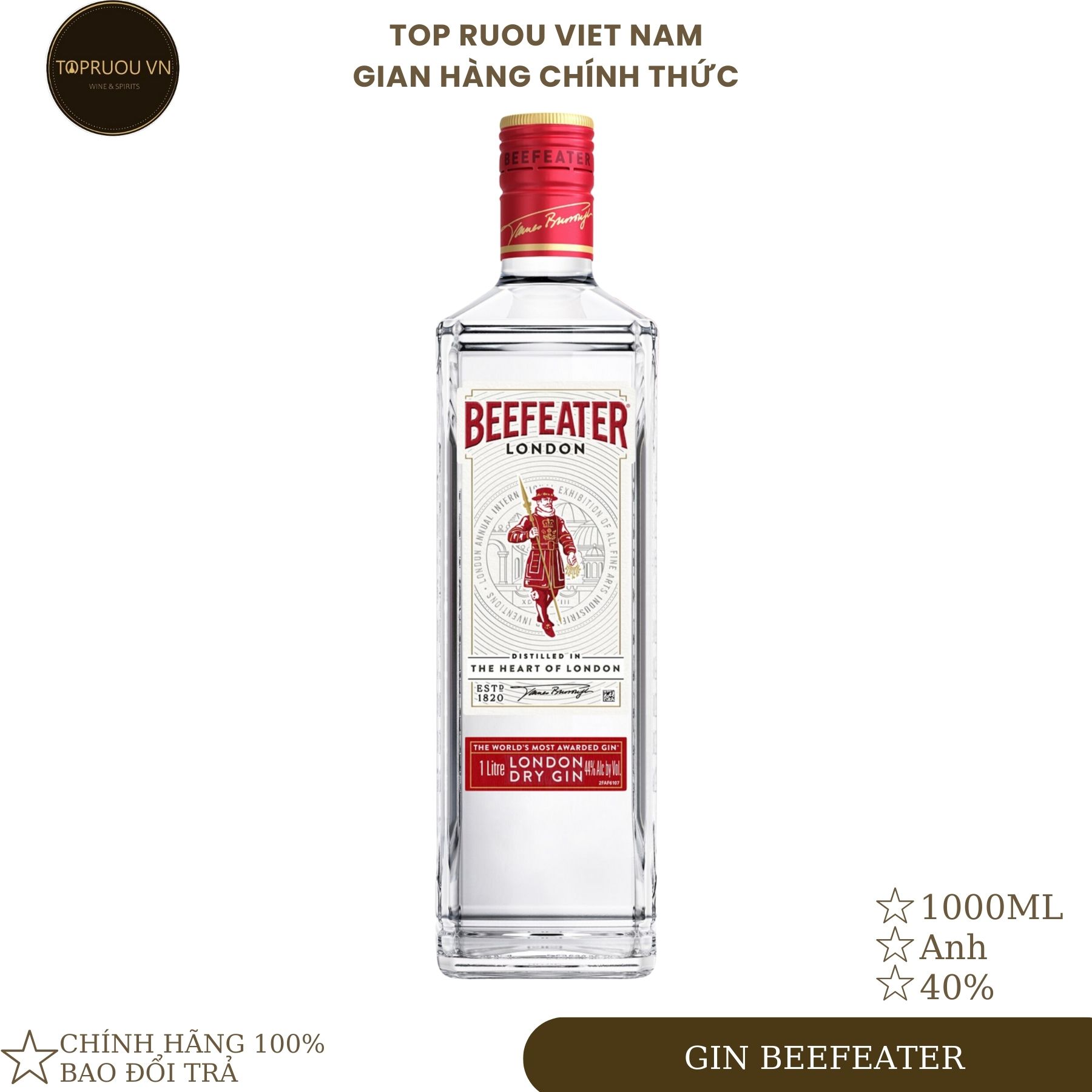 [Top Rượu VN] Rượu Gin Beefeater - Orange 700ml - 1000ml [Chính Hãng]