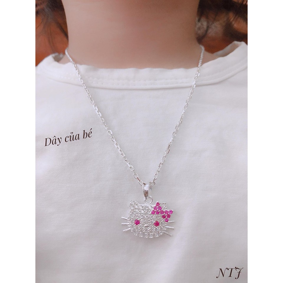 Dây chuyền mặt mèo cho bé bạc ta