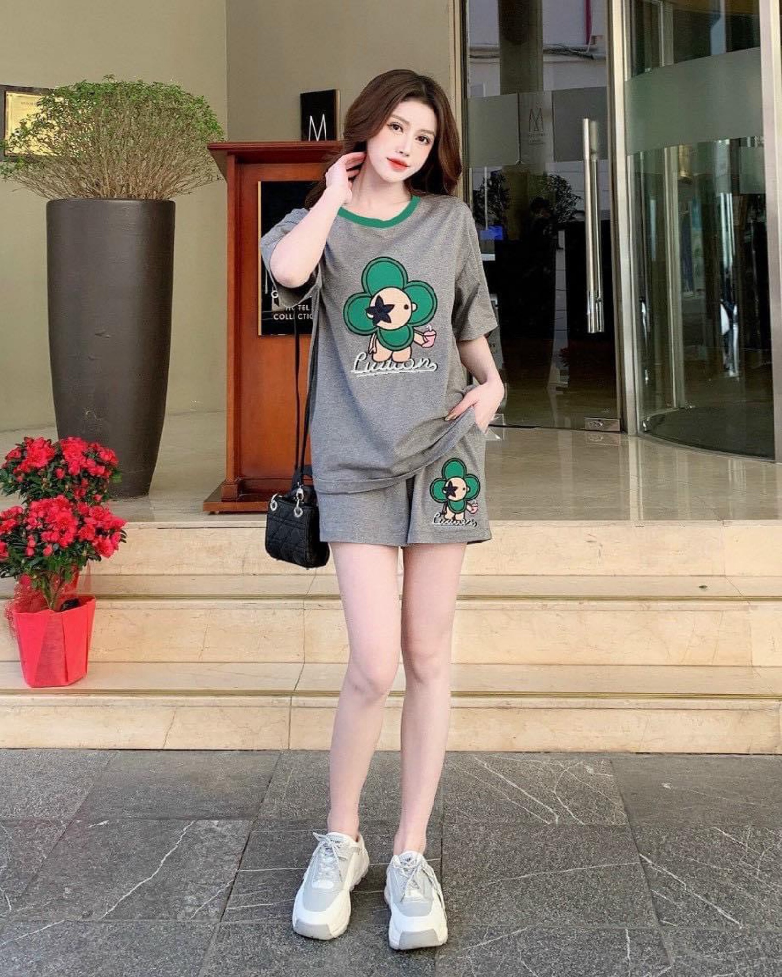 SET BỘ THUN GÂN TĂM LẠNH QUẦN DÀI ỐNG SUÔNG KÈM ÁO TRƠN CO GIÃN