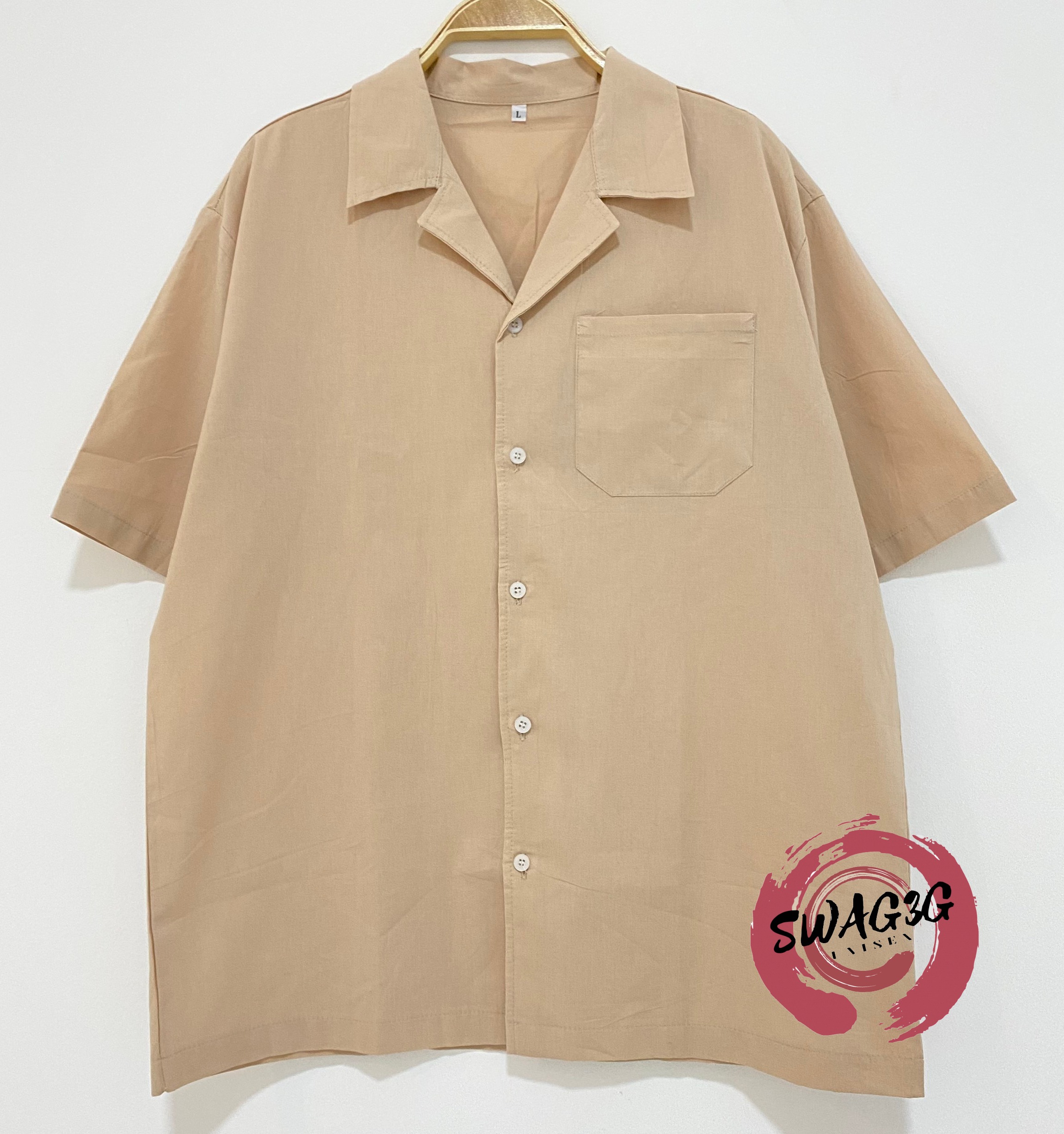 Áo Sơ Mi Cổ Vest phối túi Nam Nữ 3 màu basic chất vải thô mềm