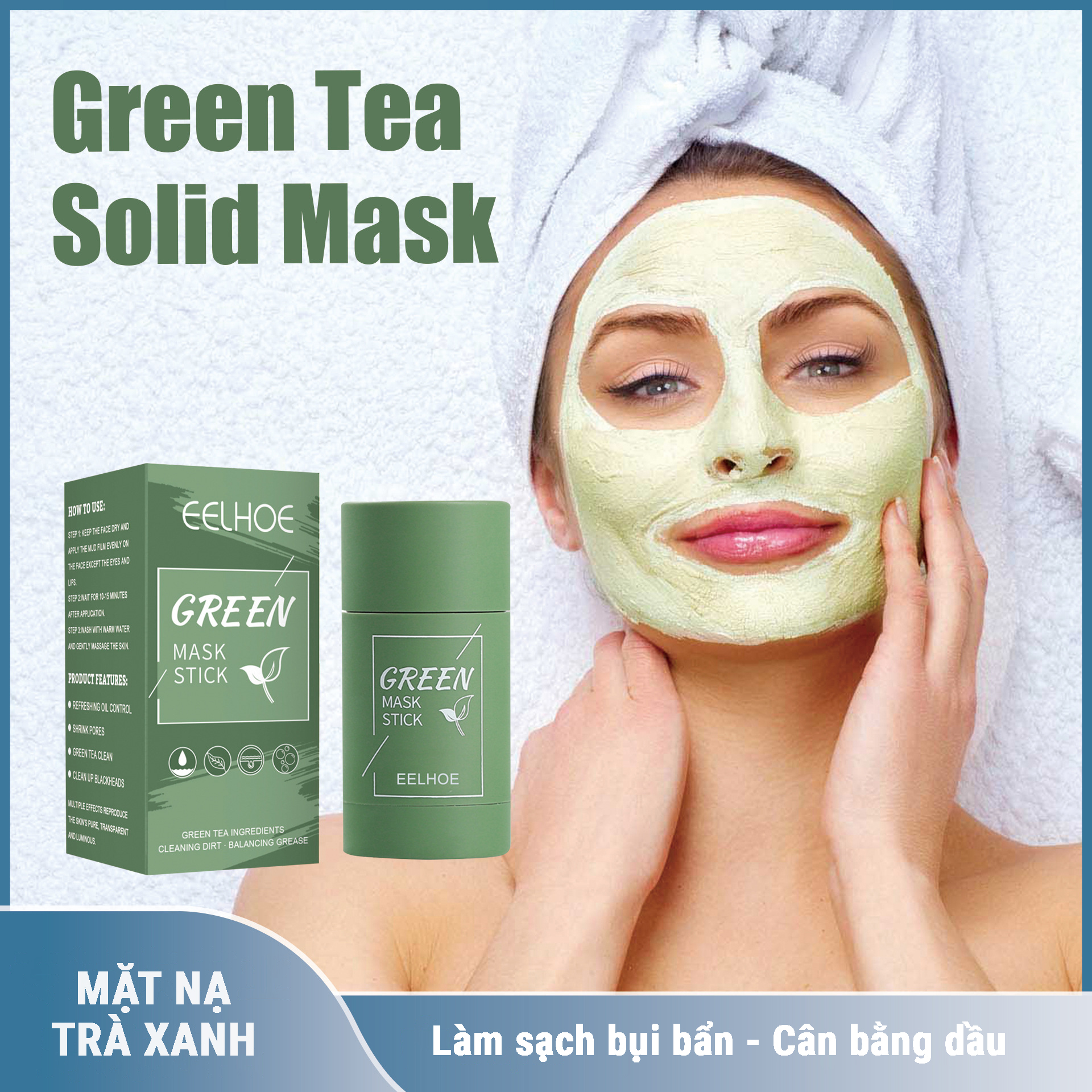 Mặt nạ trà xanh dạng lăn GREEN MASK STICK Thanh lăn mặt nạ trà xanh Green mask stick - Cam Kết Chính hãng 66g