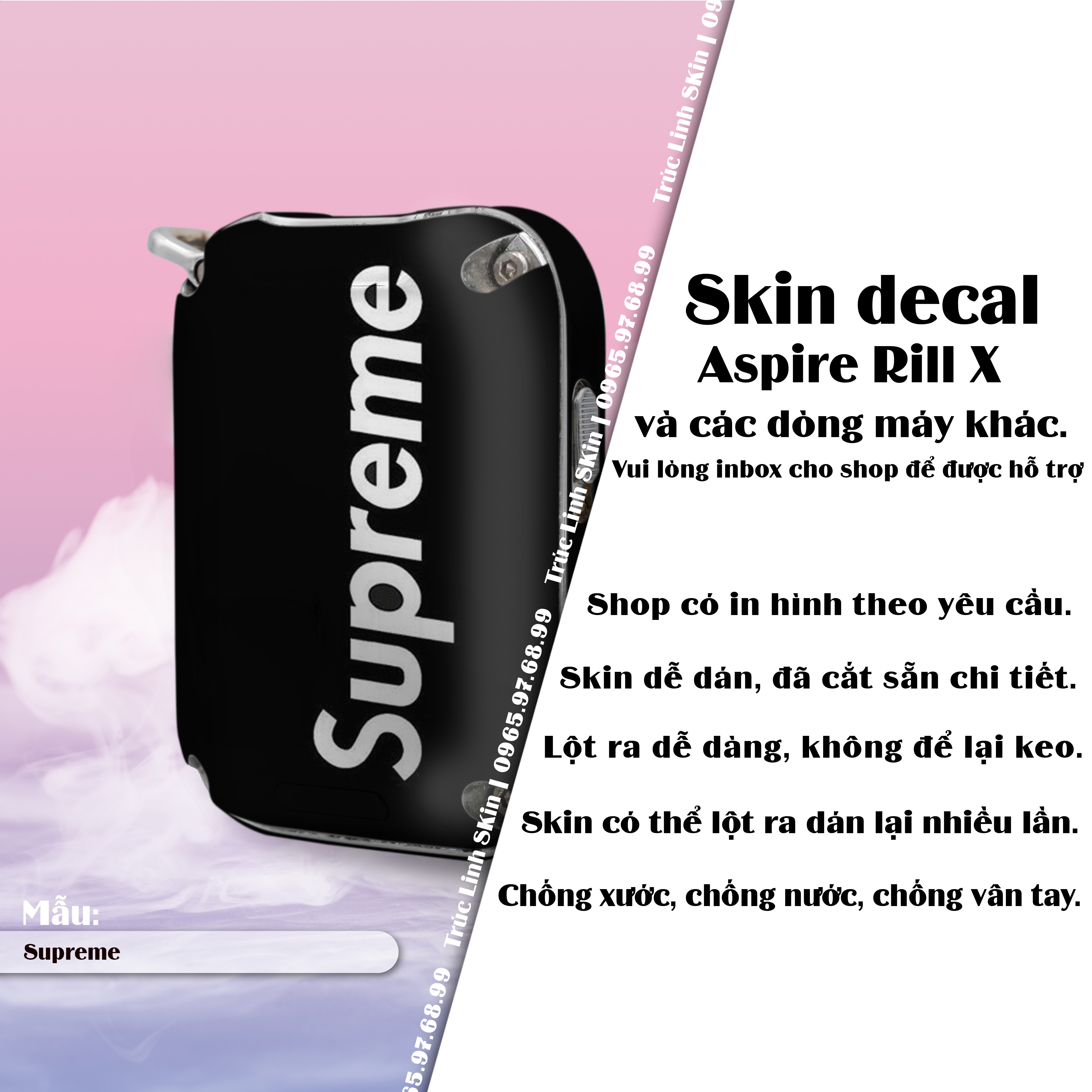 Miếng dán skin cho Riil X mẫu Supreme