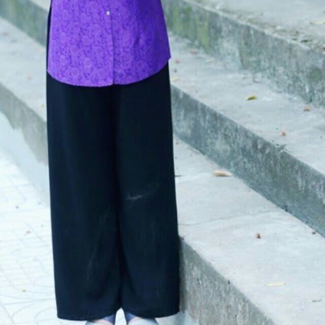 Quần satin đen bóng người già - quần lụa, quần satanh bà già trơn đen