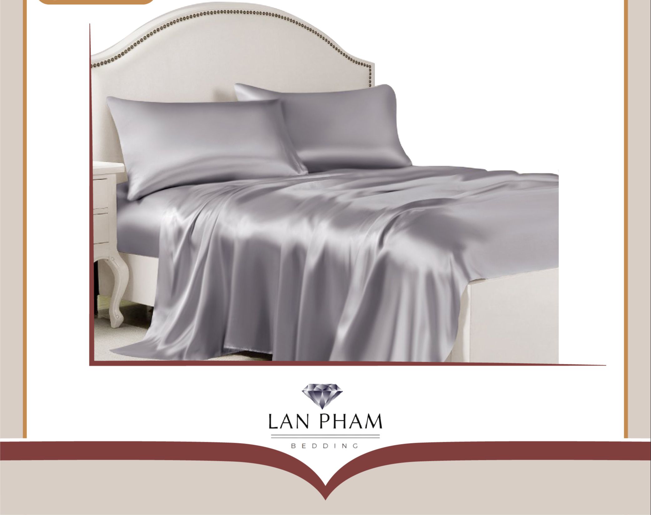( Lụa Loại 1) Ga - Drap Giường Lẻ Phi Lụa Lan Pham Bedding - Màu Xám Ghi