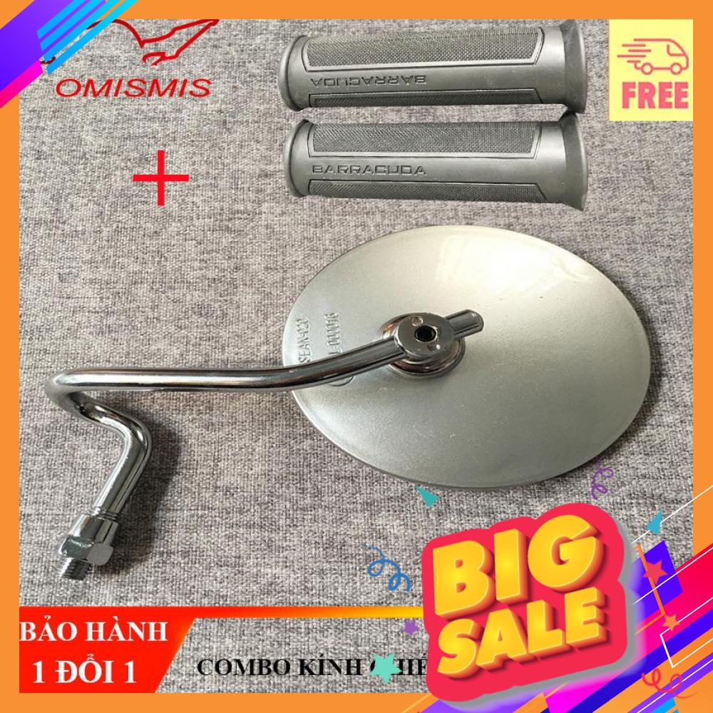 [COMBO GƯƠNG CHIẾU HẬU VÀ BAO TAY] COMBO KÍNH CHIẾU HẬU TRÒN KIỂU MỚI ĐI KÈM BAO TAY BARACUDA CAO CẤP MÀU BẠC