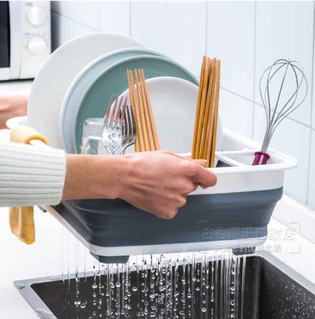 Chậu Úp Bát Gập Gọn Thông Minh 2in1