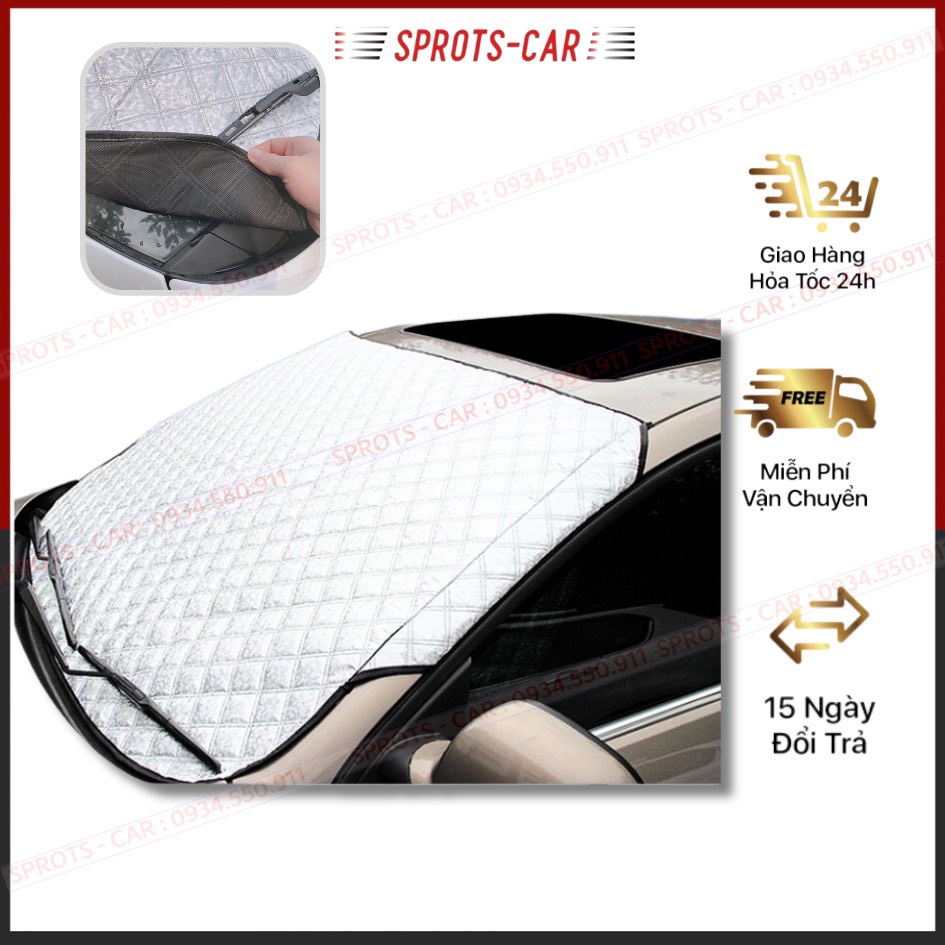 Bạt Che Nắng Kính Lái, phủ toàn mặt kính trước xe ô tô phủ nhôm bạc - loại dày cao cấp
